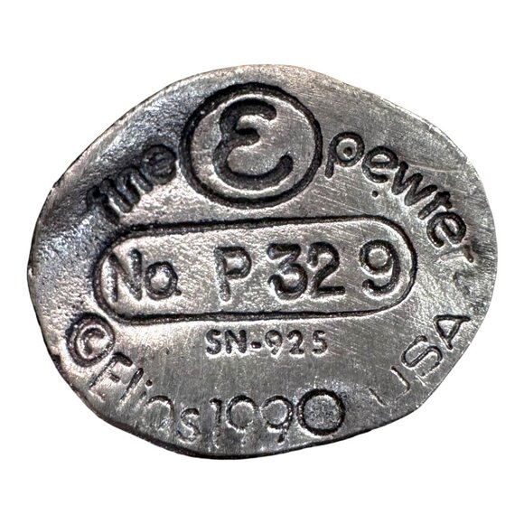 Elios 1990 Sterling over Pewter Art Deco Floral Woman Brooch Pin 2" Vtg Nouveau - Picture 3 of 6